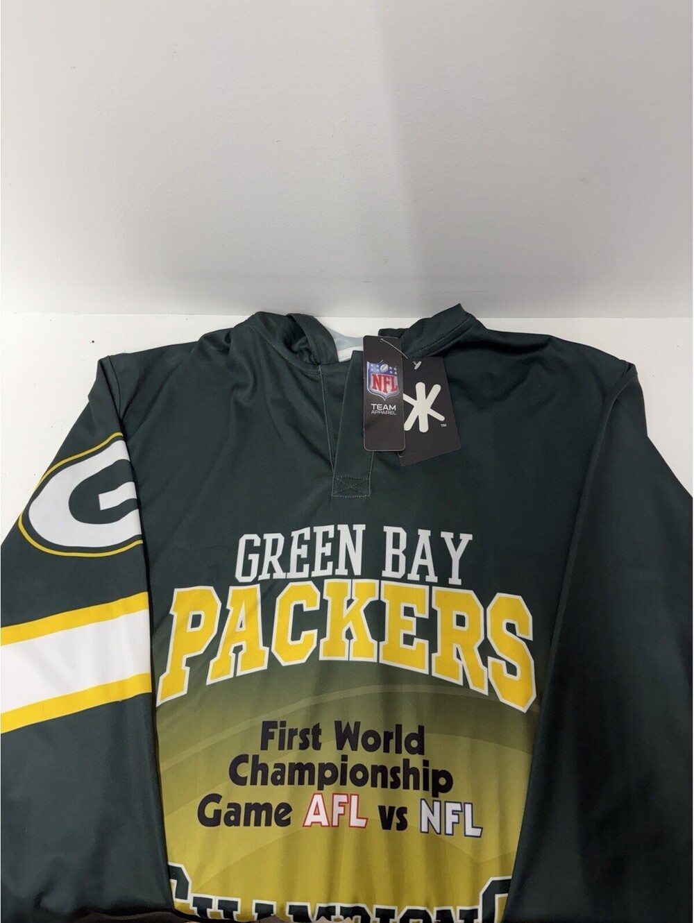 Green Bay Packers Super Bowl 1 Champions NFL Hoodie Tee Size XL (NEW WITH TAGS)